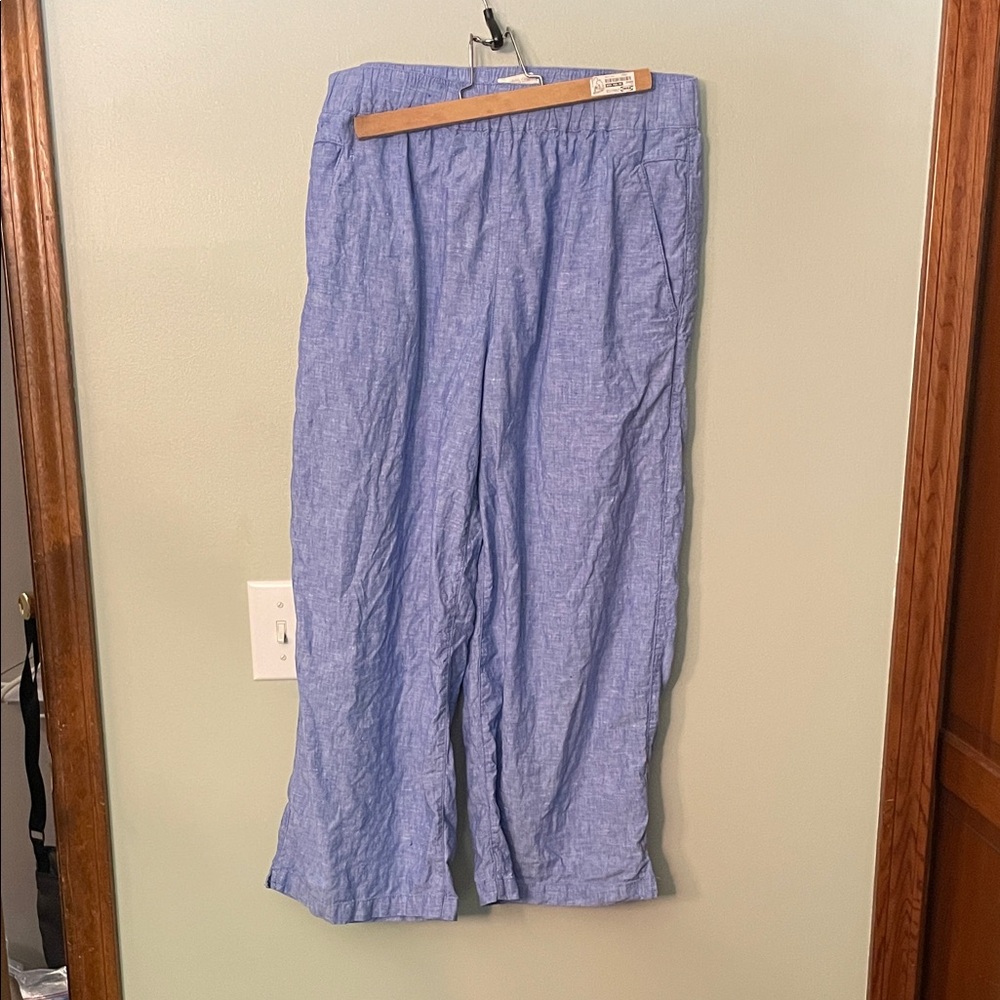 Light Blue Linen Blend Wide-Leg Pants Cynthia rowley